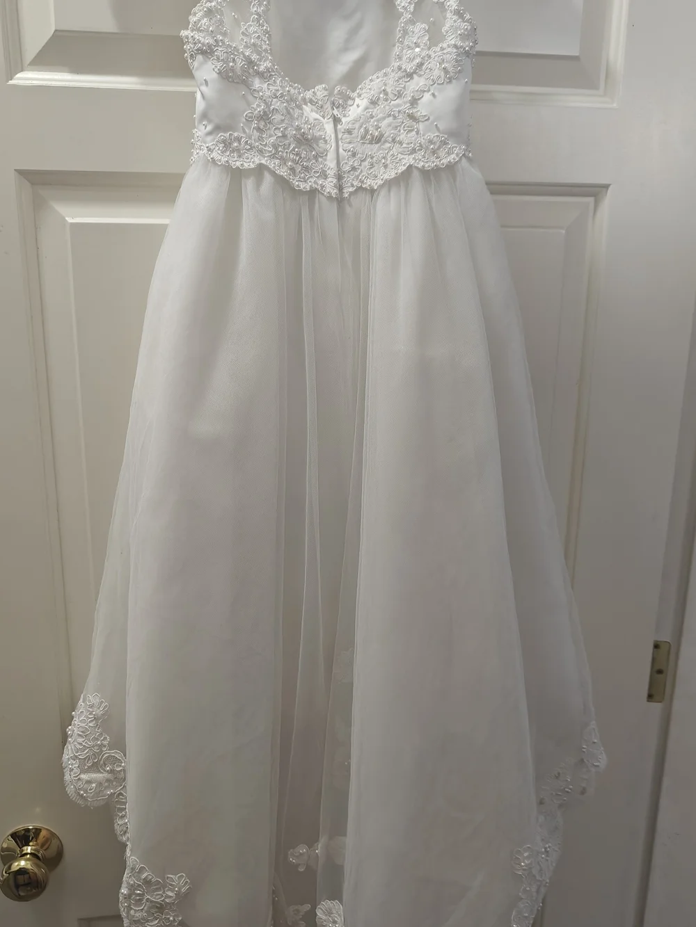 QDavid's Bridal White Floral Lace Flower Girl Dress 4 - Picture 8 of 11